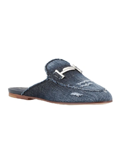 Shop Tod's Denim Slipper In Blu Denim