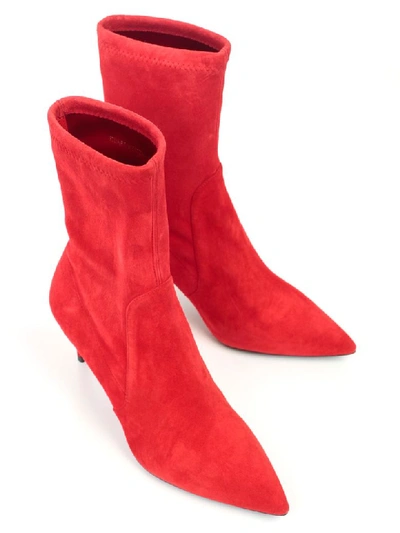 Shop Stuart Weitzman Ankle Boots 75 Heel Suede In Followme Red