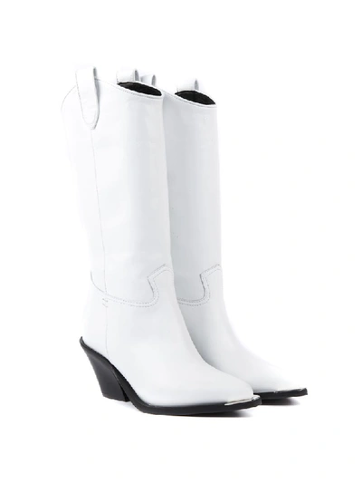 Shop Aldo Castagna White Diva Leather Boots
