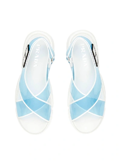 Shop Prada Plexi Cloudbust Sandals In Cielo (light Blue)