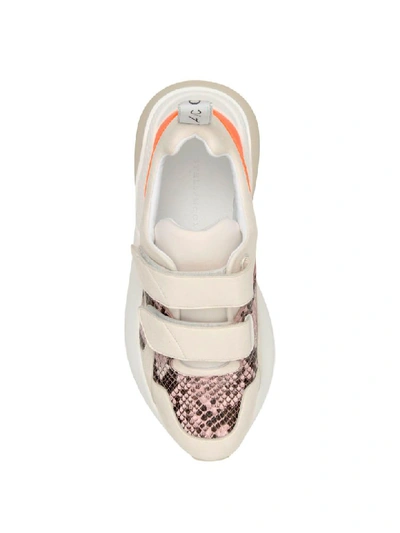 Stella Mccartney Python Effect Eclypse Touch Strap Sneakers In White Sorbet Ma (beige)