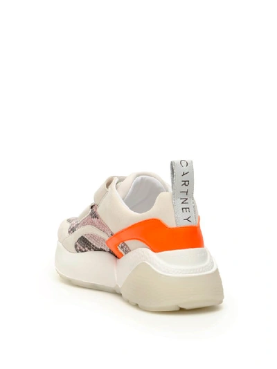 Stella Mccartney Python Effect Eclypse Touch Strap Sneakers In White Sorbet Ma (beige)