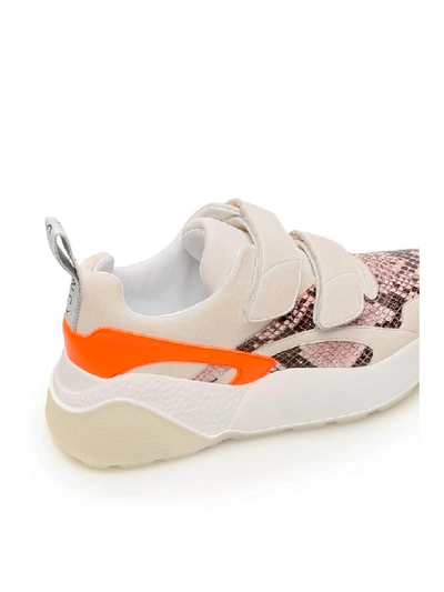 Stella Mccartney Python Effect Eclypse Touch Strap Sneakers In White Sorbet Ma (beige)
