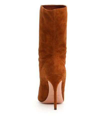 Shop Aquazzura Touche Suede Boots In Cinnamon (brown)