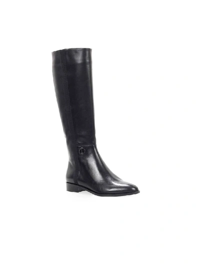 Shop Emporio Armani Black Leather High Boot In Nero (black)
