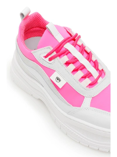 Shop Chiara Ferragni Platform Sneakers In Pink Fluo (white)