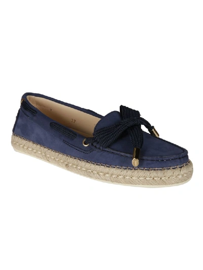 Shop Tod's Stitched Lace-up Loafers In Blue