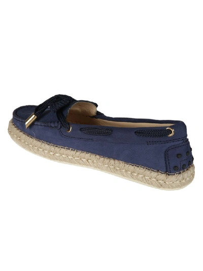 Shop Tod's Stitched Lace-up Loafers In Blue