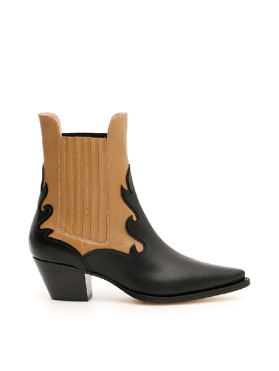 Shop Alberta Ferretti Bicolor Boots In Fantasia Nero (black)