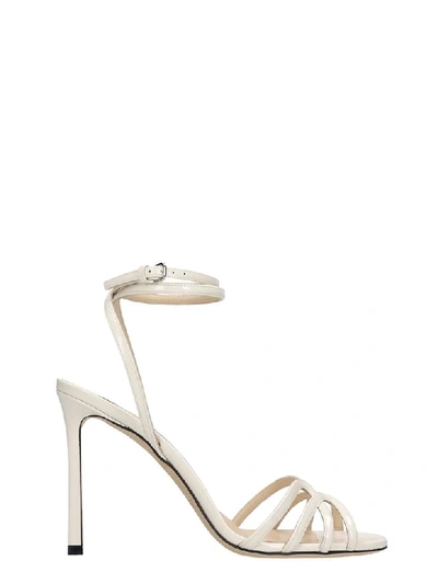 Shop Jimmy Choo Mini 100 Sandals In White Patent Leather