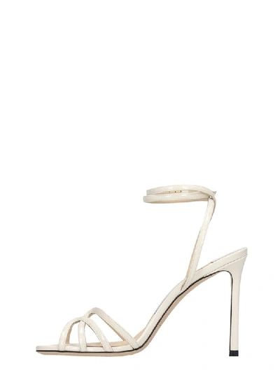 Shop Jimmy Choo Mini 100 Sandals In White Patent Leather