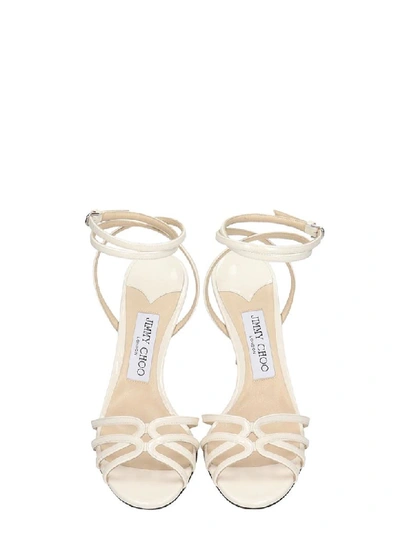 Shop Jimmy Choo Mini 100 Sandals In White Patent Leather