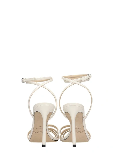 Shop Jimmy Choo Mini 100 Sandals In White Patent Leather