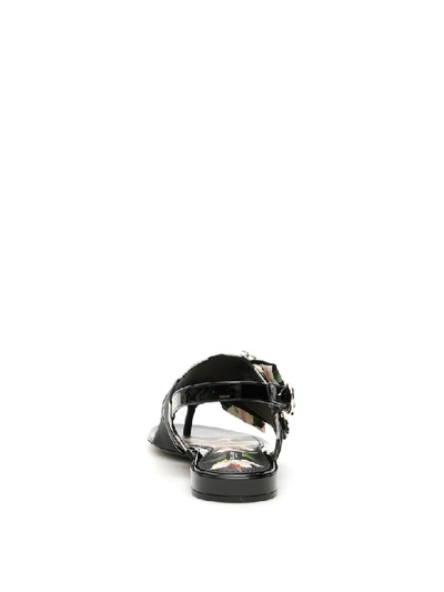 Shop Dolce & Gabbana Patent Sandals With Bow In Gigli Fdo Nero (black)