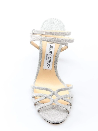 Shop Jimmy Choo Fine Glitter Sandal In Silver