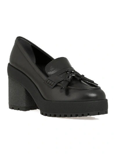 Shop Hogan Loafer With Heel In Black