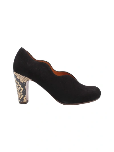 Shop Chie Mihara Leather Pumps In Ante Negro Sira Beige