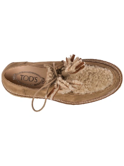 Shop Tod's Jazz O Lace-up Shoes In Beige