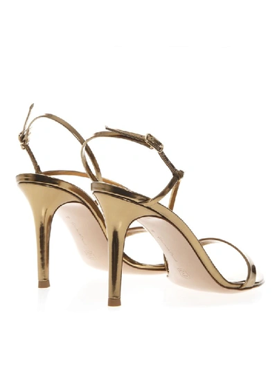 Shop Gianvito Rossi Manhattan Gold Metallic Leather Sandals