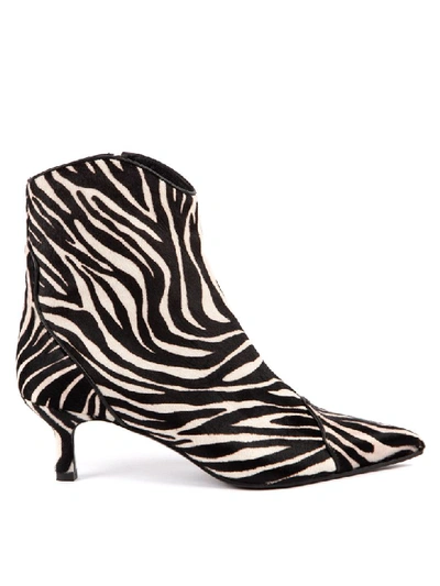 Shop Aldo Castagna Zebra Leather Abkle Boots In Black/white