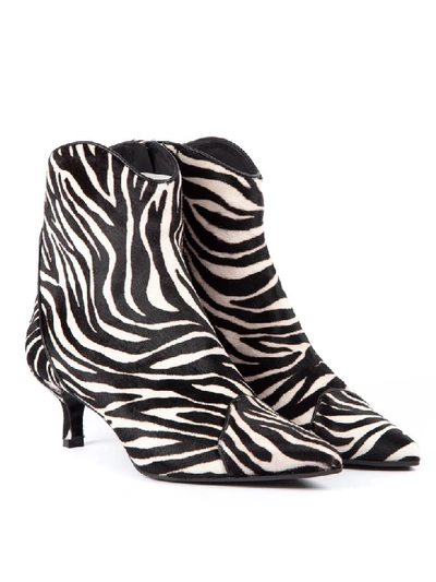 Shop Aldo Castagna Zebra Leather Abkle Boots In Black/white