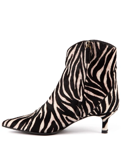 Shop Aldo Castagna Zebra Leather Abkle Boots In Black/white