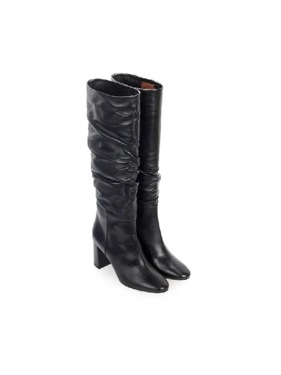 Shop L'autre Chose Lautre Chose Black Leather Heeled Boot In Nero