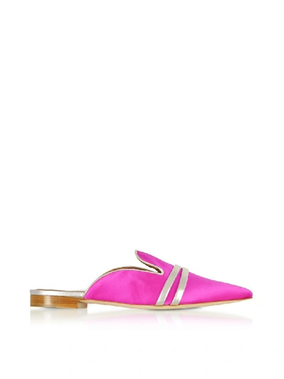 Shop Malone Souliers Hermione Fuchsia Satin And Metallic Nappa Mules