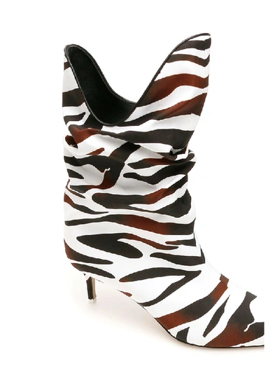 Shop Attico Zebra-printed Boots In Dark Brown White (white)