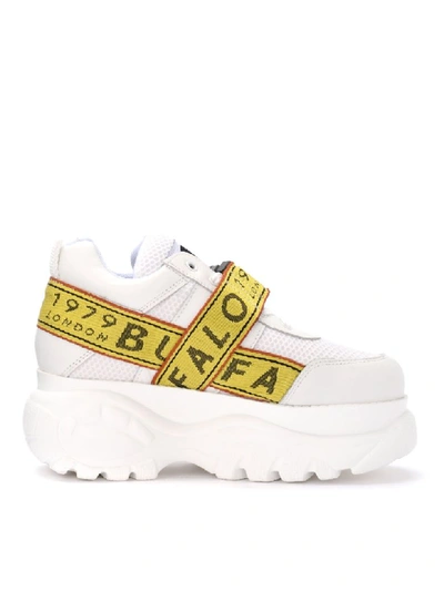 Shop Buffalo Galip Sneaker In White Leather With Platform In Bianco