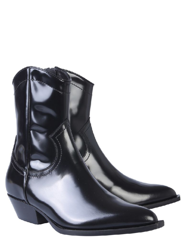 black patent cowboy boots