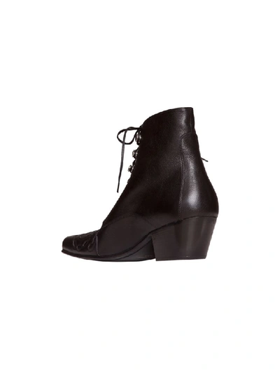 Shop Saint Laurent Susan Laced Ankle Boots In Leather In Nero