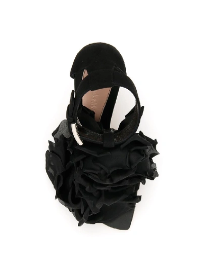 Shop Alexander Mcqueen Roses Sandals In Black Silver (black)