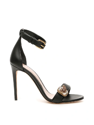 Shop Alexander Mcqueen Jewels Sandals In Black Gold (black)