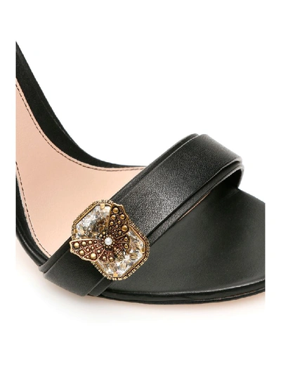 Shop Alexander Mcqueen Jewels Sandals In Black Gold (black)