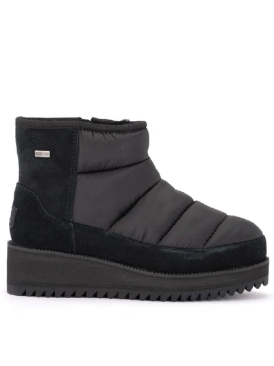 Shop Ugg Ridge Black Ankle Boot In Suede And Waterproof Fabric In Nero