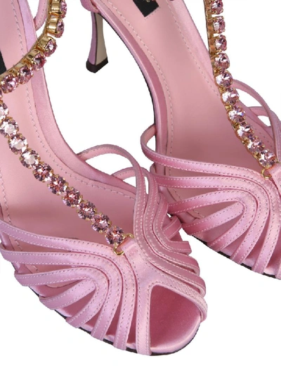 Shop Dolce & Gabbana Satin Sandals In Rosa