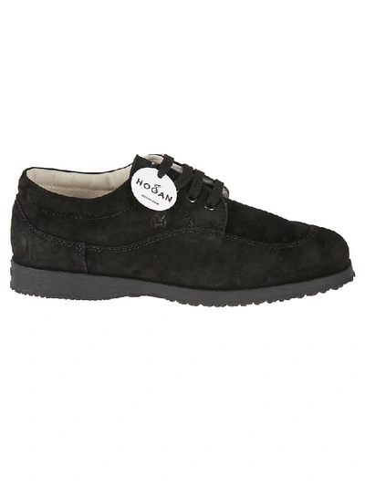 Shop Hogan Traditional Lace Up Shoes In Black