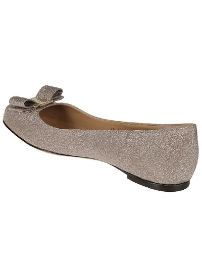 Shop Ferragamo Varina Glitters Ballerinas In Turtledove