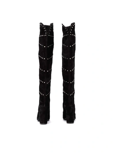 Shop Via Roma 15 Boot In Black Suede With Studs In Nero