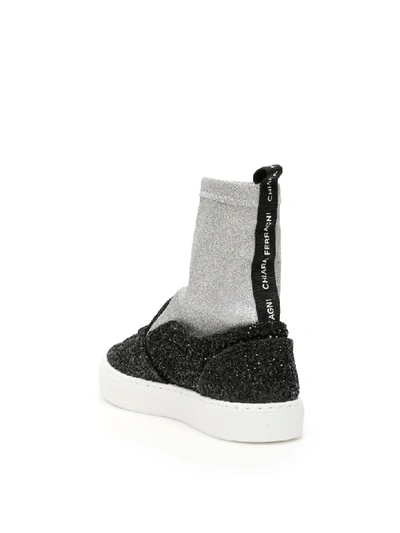 Shop Chiara Ferragni Flirting Sock Sneakers In Black Silver (silver)
