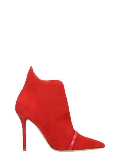 Shop Malone Souliers Cora Ms 100 High Heels Ankle Boots In Red Suede