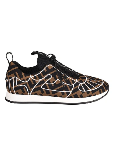 Shop Fendi Printed Sneakers In Tab Nero + Bianco