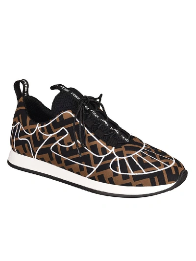 Shop Fendi Printed Sneakers In Tab Nero + Bianco