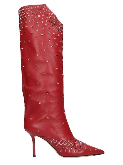 Shop Jimmy Choo Brelan 85 High Heels Boots In Red Leather