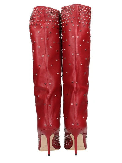 Shop Jimmy Choo Brelan 85 High Heels Boots In Red Leather