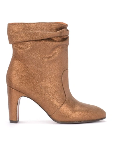Shop Chie Mihara Evil Ankle Boot In Bronze Laminated Leather In Oro