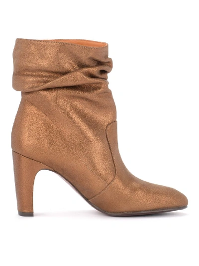 Shop Chie Mihara Evil Ankle Boot In Bronze Laminated Leather In Oro