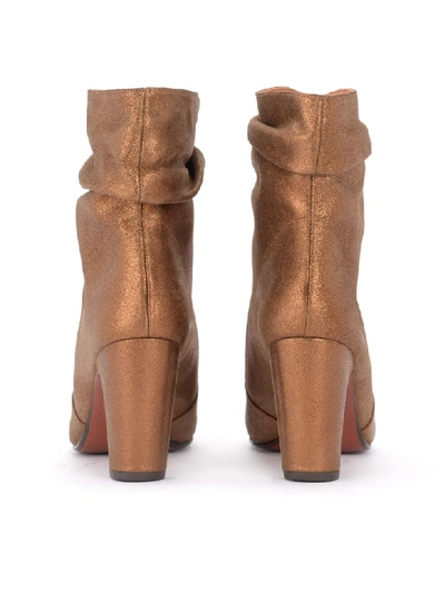 Shop Chie Mihara Evil Ankle Boot In Bronze Laminated Leather In Oro