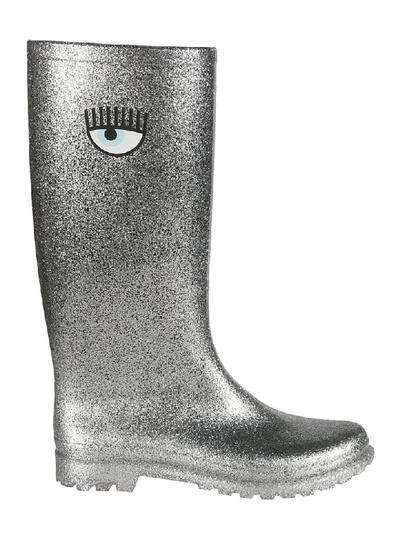 Shop Chiara Ferragni Glittered Wellington Boots In Silver